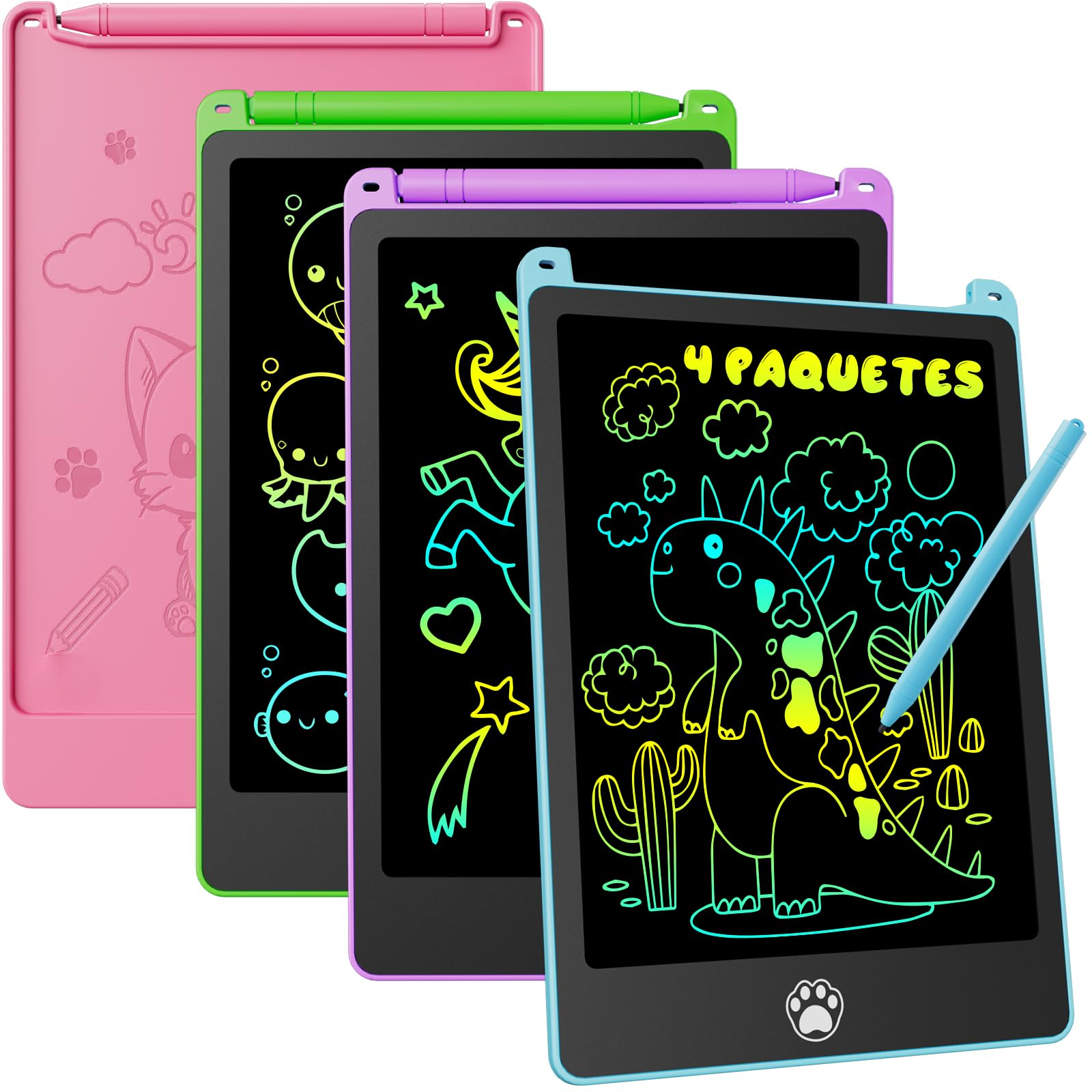 Pack de 4 pizarras LCD de escritura a color Electight de 8,5 pulgadas para niños
