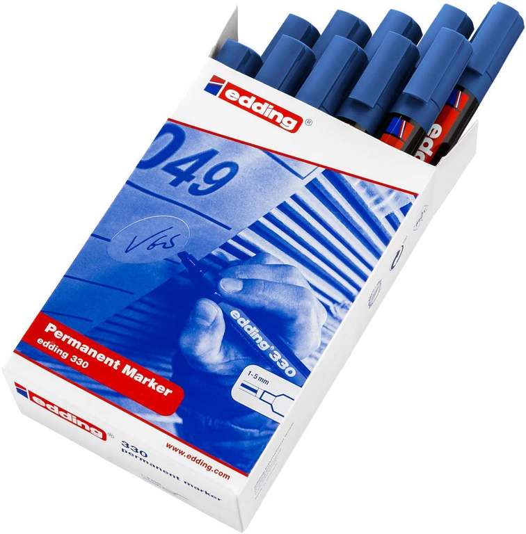Rotulador edding marcador permanente 330 azul punta biselada 1-5 mm recargable