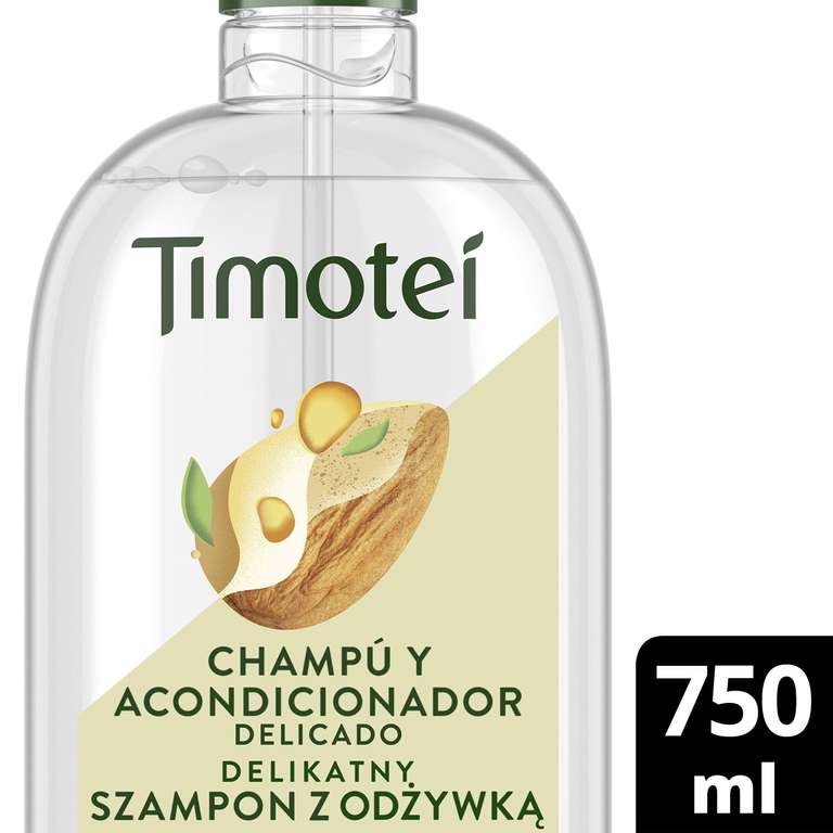 2x Timotei champú y acondicionador con aceite de almendras dulces; con limpiadores de origen vegetal, 94% origen natural, 750ml. 2'17€/ud