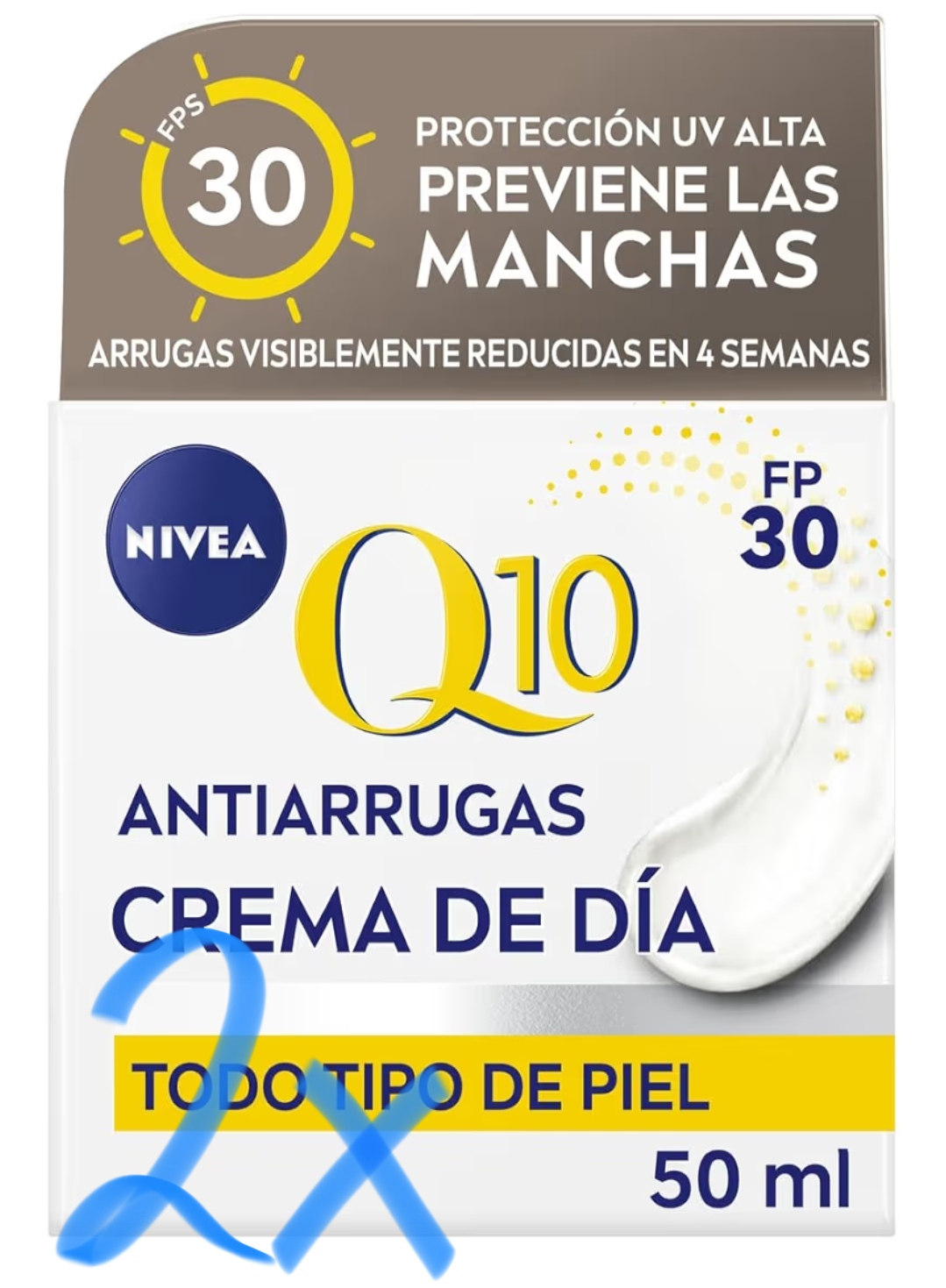 2 x NIVEA Q10 Antiarrugas - Crema de Día SPF 30 Extra Firmeza - Hidrata, Regenera, Reduce y Previene las Arrugas y Manchas- 50 ml