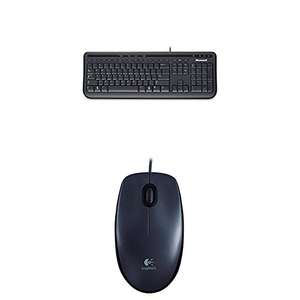 Microsoft Wired Keyboard 600 - Teclado, Español Qwerty + Logitech - Ratón con cable, color negro