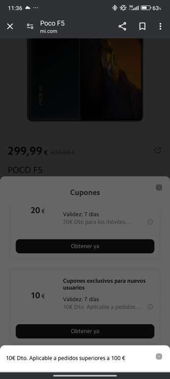 Cupones para nuevos usuarios en la Tienda Xiaomi (20€, 10€ y 5€)