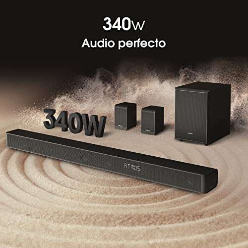 Hisense Barra de Sonido AX5100G con 340W, 7 Altavoces y subwoofer 6.5, Dolby Atmos, DTS Virtual X, Bluetooth 5.0, EZ Play