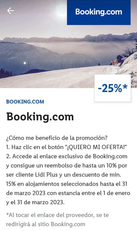 Hasta 25% de Descuento en Booking a través de la App Lidl Plus