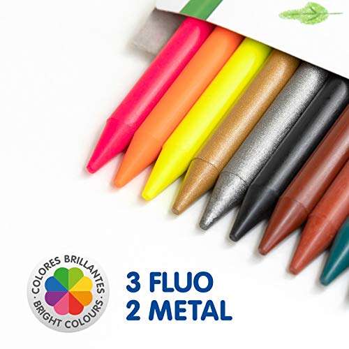 MILAN 022R24 - Caja 24 Plastipastel redondos (contiene 3 colores fluo y 2 metal)