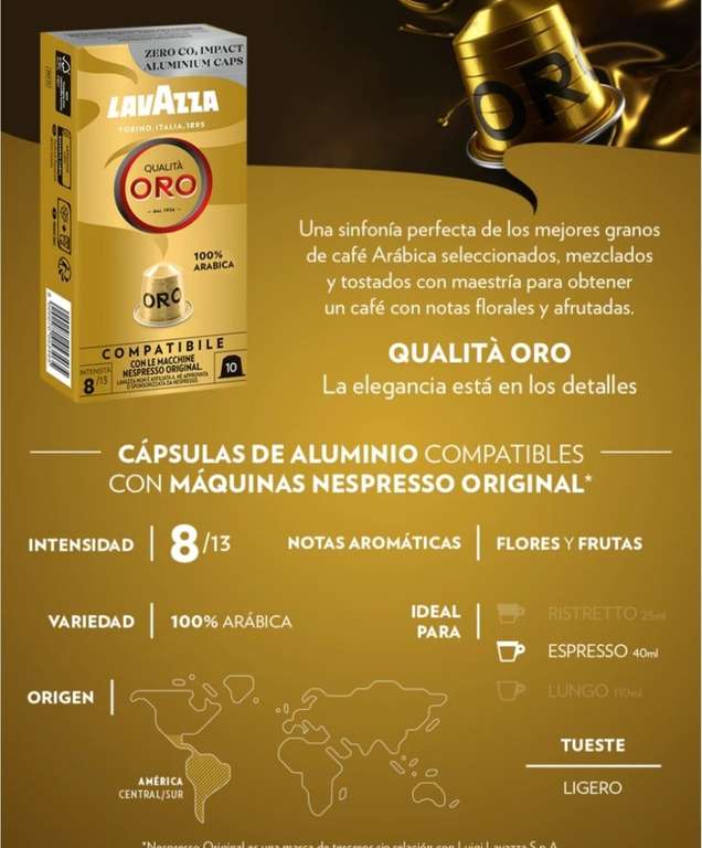 100 cápsulas café Lavazza Oro (0'16 cápsula)