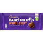Cadbury Dairy Milk Whole Nut, Tableta De Chocolate Con Leche Cadbury Y Avellanas, 1 x 120 g