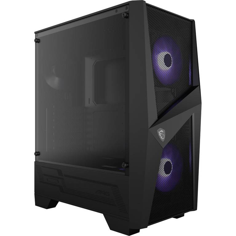 MSI mag Forge 100M Mid-Tower – Caja de PC, 2 x 120 mm RGB + 1 x 120 mm Ventiladores Incluidos, Panel Cristal Templado, ATX, mATX, Mini-ITX,