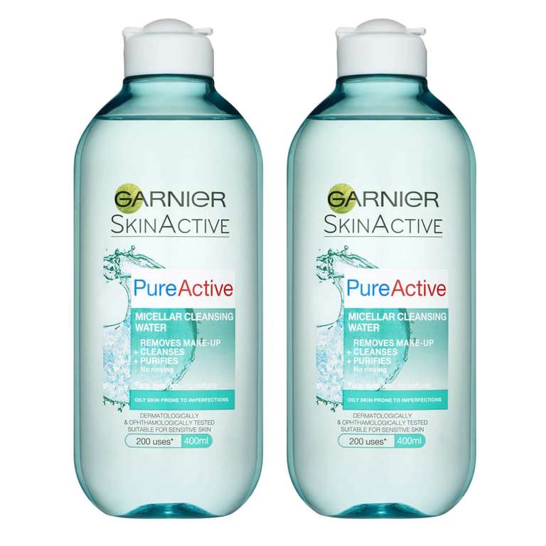 Pack 2 x 400ml Garnier Pure Active Agua Micellar Oily Skin