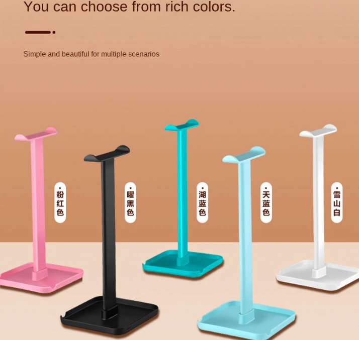 Soporte Universal para auriculares con huecos para poder poner el móvil o tablet. 5 colores a elegir