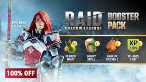 Raid Shadow Legends Booster Pack, XPock, Broccoli Bob, Slingshot Battle, Beer Pong Basement, Top Burger, Symmetry, CURTAIN, Twin Breaker
