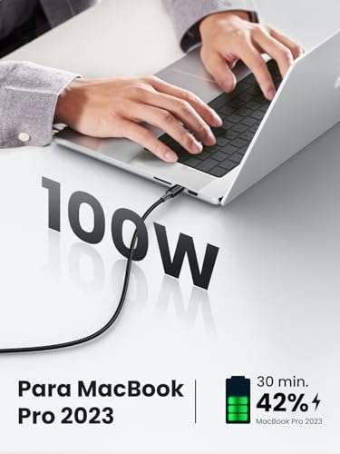 Cable USB C UGREEN 100W para Carga Rápida - Compatible con MacBook Pro, iPhone 15, Galaxy S24, Pixel 8 - 1M