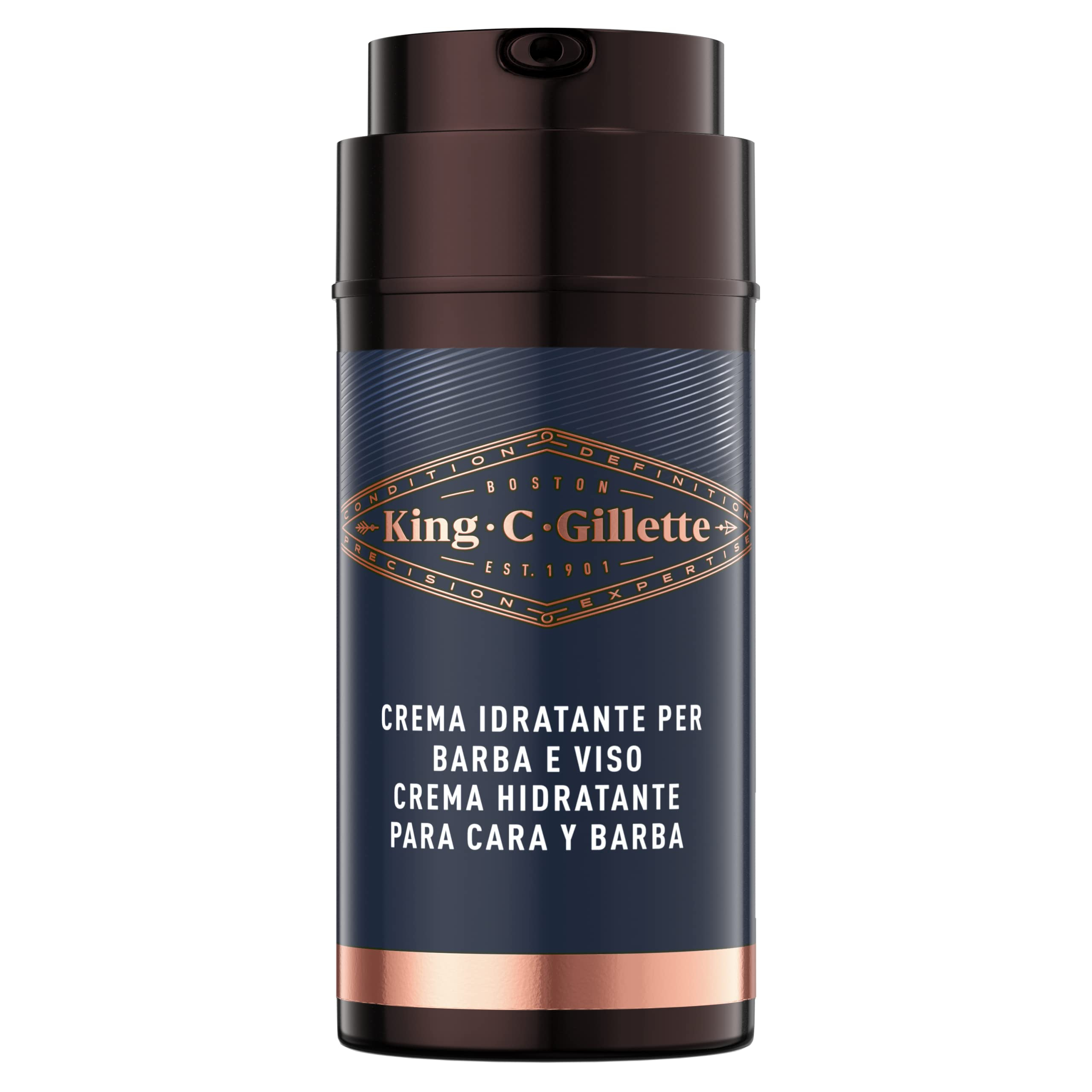 King C. Gillette - Crema hidratante facial para hombre y barba, cuidado de barba, con vitamina B, 1 paquete de 100 ml