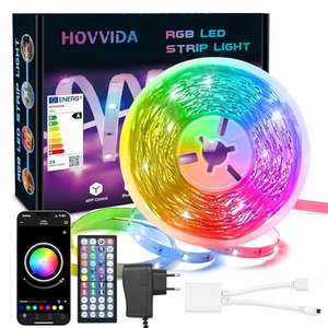 HOVVIDA Tira LED 10M, 1 Rollo, 30 LEDs/Metro, RGB 24V Luces LED, 300 LED, APP y Control Remoto