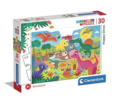 Clementoni 30pzs Does Not Apply 30 Piezas Happy Dinos Puzzle Infantil Personajes Dinosaurios, a Partir de 3 años