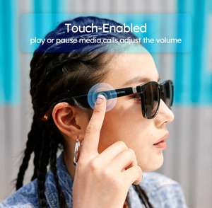 Gafas de Sol Inteligentes SANGSTRE HaydnⅡ con Bluetooth, Audio y Altavoces incorporados, Lente Anti-Azul Polarizada, Negro