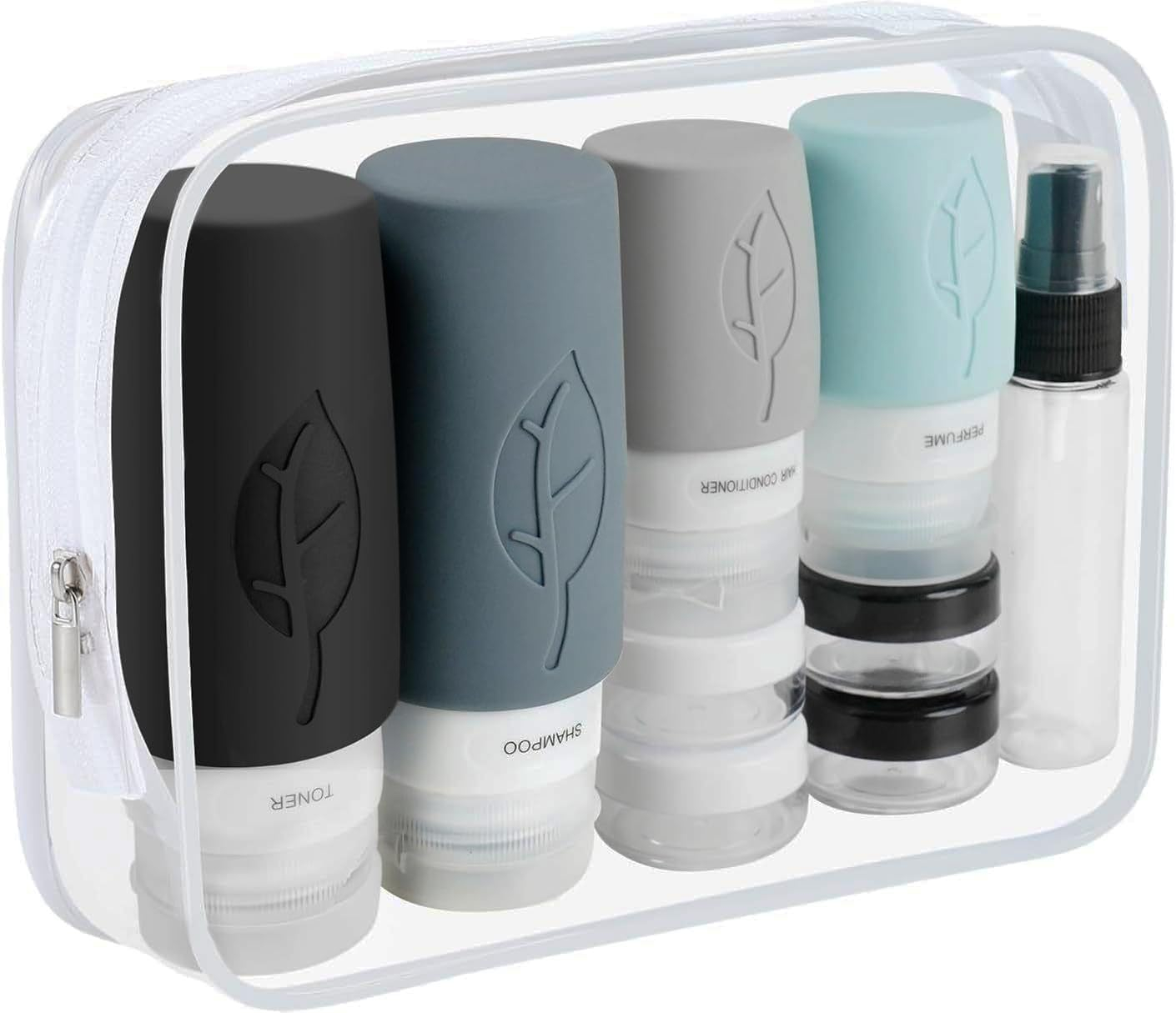 Botellas de Viaje de Silicona, 17 Piezas Reutilizables e Impermeables, contenedor de Botellas de Viaje, loción, para champú, cosméticos
