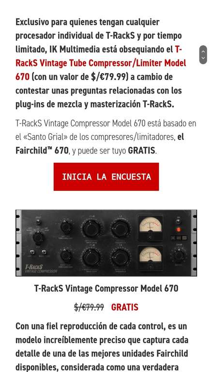 Plugin Vst GRATIS T-Racks Vintage Model Compressor 670 (Haciendo una Encuesta))