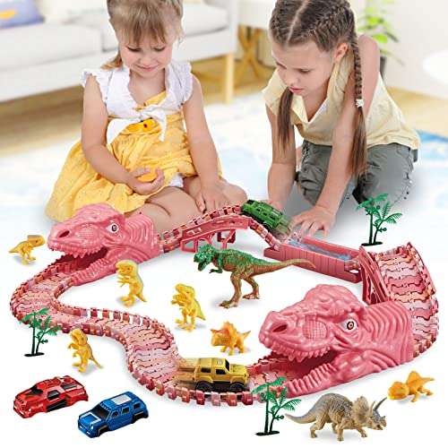 Pista de Coches dinosaurios para niños y niñas 165 piezas