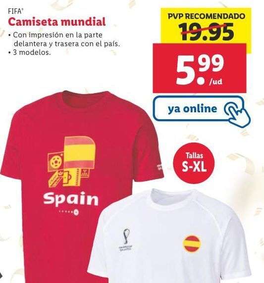 Camiseta selección española mundial Catar 2022 oficial FIFA (3 colores). Factori Discount LIDL Vallecas.