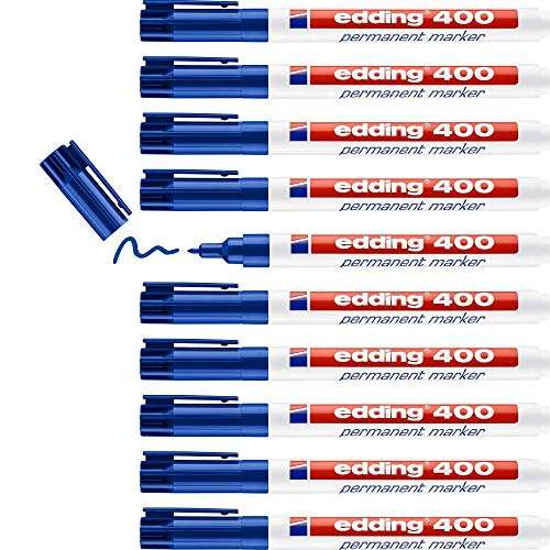 edding 400 marcador permanente - azul - 10 rotuladores (también en color rojo) - cantidad mínima 2