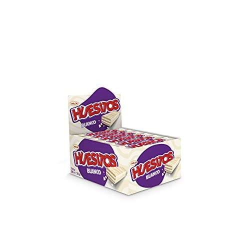 Huesitos - Pack de Barritas de Barquillo cubierto de Chocolate Blanco con Relleno de sabor Nata - Pack 36 x 20 Gramos.