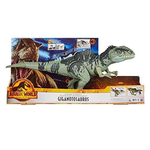 Jurassic World Dominion Strike N' Roar Figura de acción dinosaurio gigante articulado con sonidos, juguete +4 años (Mattel GYC94)