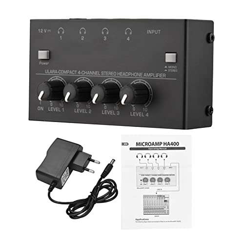 Amplificador de auriculares estéreo de 4 canales con interruptor mono y estéreo