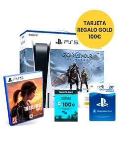 Consola PS5 God of War: Ragnarök+The Last of Us: Part.1 + PSN 20€ + Tarjeta Regalo Gold 100€ + unos 20€ de saldo para gastar en xtralife