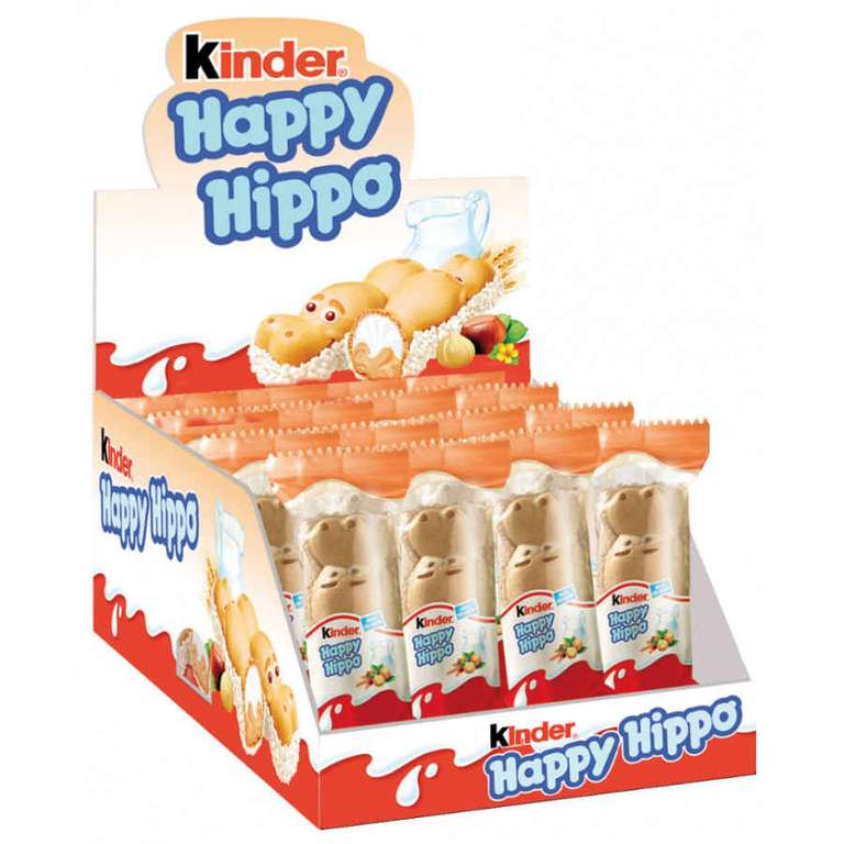 Barritas kinder happy hippo - caja de 28 barritas + pasta de dientes colgate