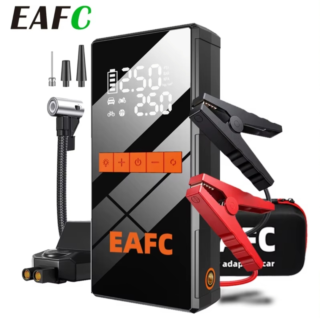 Arrancador de Coches Portátil EAFC 150PSI con Bomba de Aire, Batería de Emergencia 5000A y Power Bank