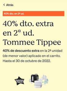 40% de descuento extra en la 2ª unidad Tommee Tippee (de menor valor)