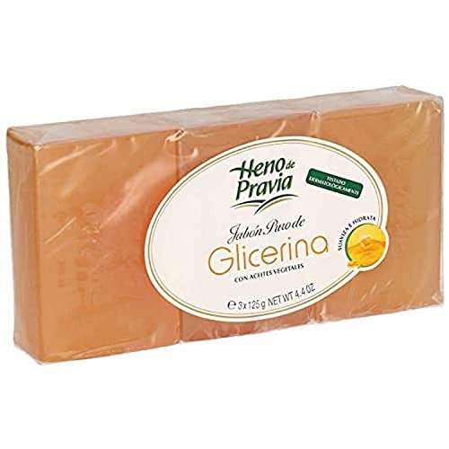 Pack 3 x 125 gr HENO DE PRAVIA jabón de manos glicerina pura, 0.8 kilograms, 375 gramo, 3
