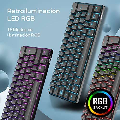 RK ROYAL KLUDGE RK61. Teclado mecánico inalámbrico español 60% RGB