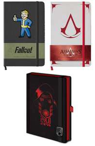 Cuadernos Licencia Oficial de Fallout y Assassin´s Creed (tapa dura y 192 páginas) o Libreta Premium A5 Star Wars (tapa forrada)