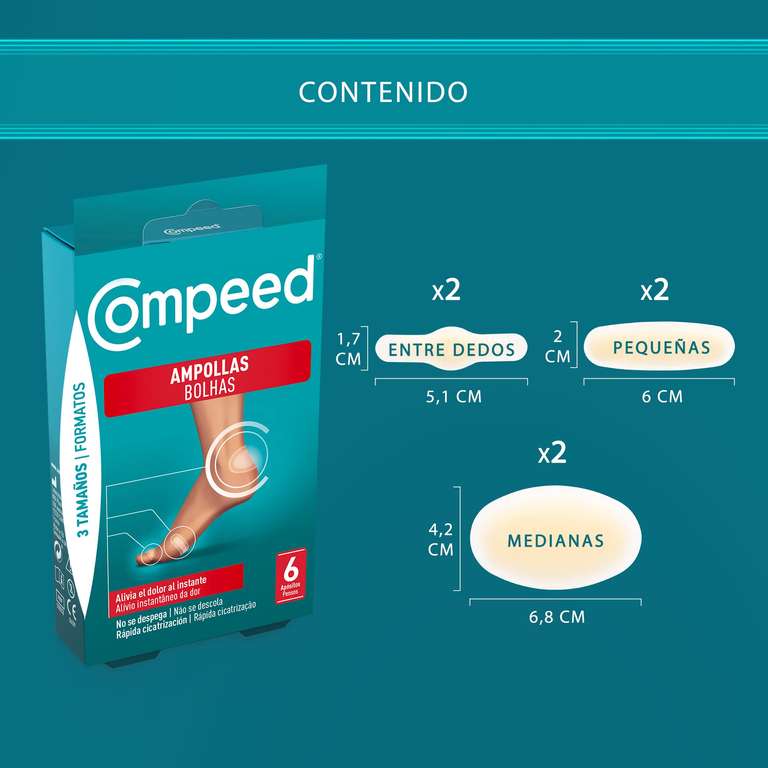 2 packs de COMPEED AMPOLLAS (12 apósitos en total de diferentes tamaños)