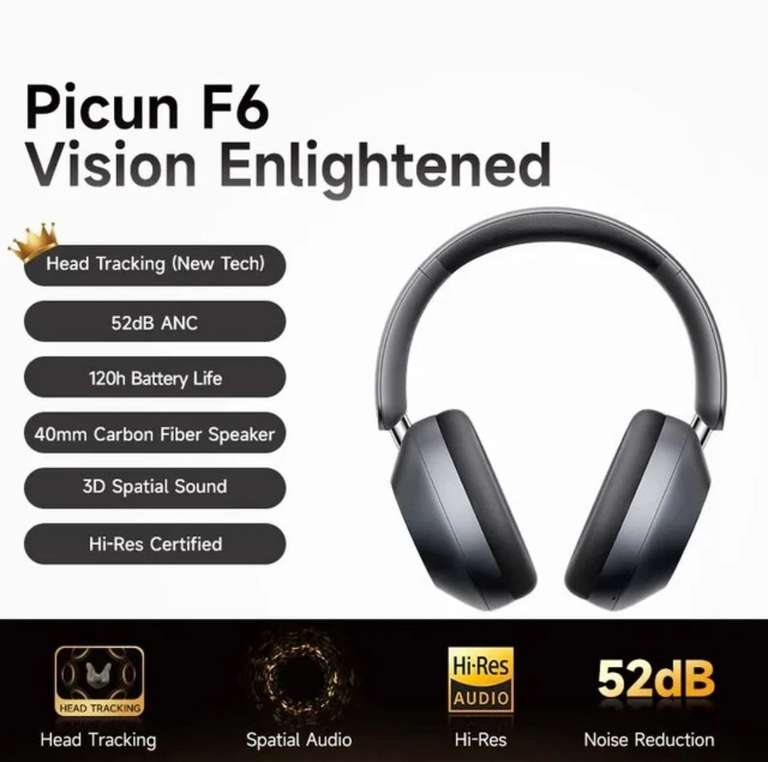 Picun-auriculares inalámbricos F6, dispositivo con cancelación activa de ruido