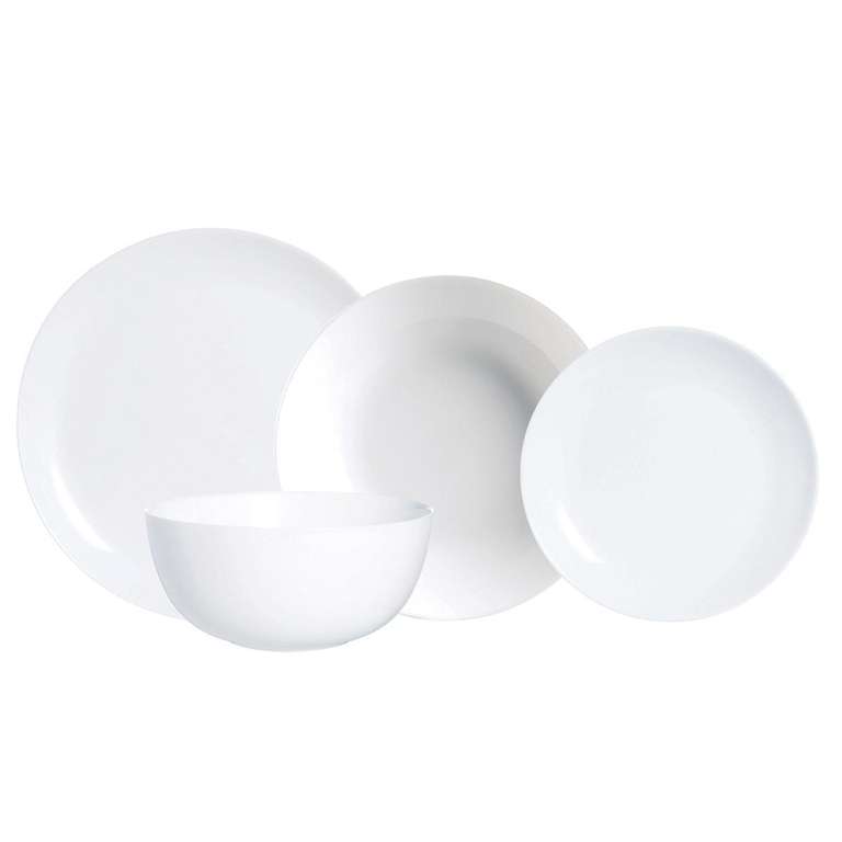 LUMINARC DIWALI Vajilla vidrio opal blanco 19 piezas apta lavavajillas y microondas