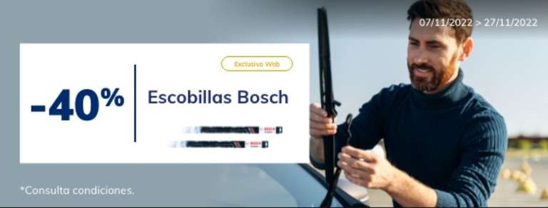 40% Bosch Escobillas limpiaparabrisas Coche