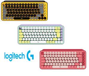 Logitech POP Keys Teclado mecánico inalámbrico con teclas Emoji personalizables, diseño compacto(Amarillo, Lila, Rosa)(ratones por 28,19€)