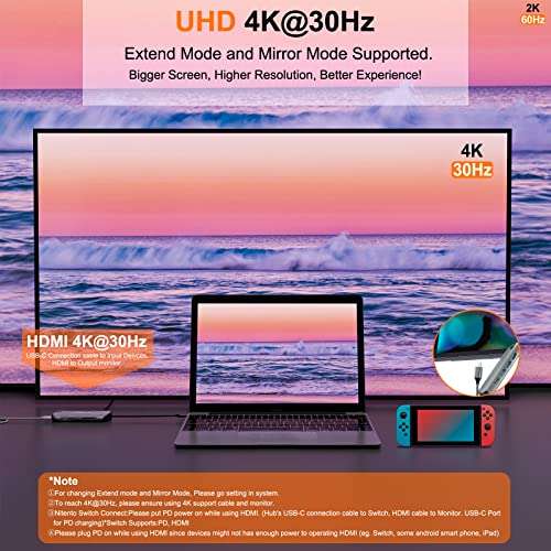 Hub USB C con Gigabit Ethernet 8 en 1 Adaptador USB C MacBook Air Pro con HDMI 4K,PD 100W,Lector Tarjetas SD/TF, 3 USB-A 3.0