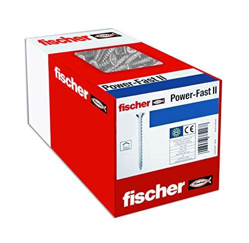 fischer - Tornillos para madera, cabeza avellanada 4,0x40 mm, Caja de 200 uds