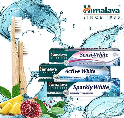 Pack 3 Himalaya Herbals Sparkly White Pasta de dientes a base de hierbas no contiene sustancias químicas, 100% vegana 75ml