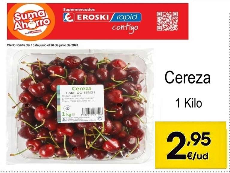 1 Kilo de Cerezas del Valle del Jerte x 2,95€