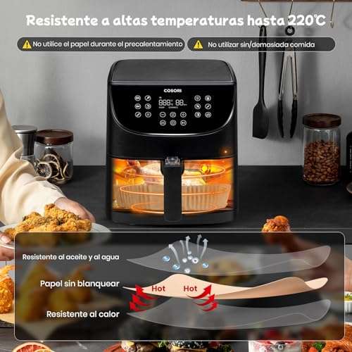 Freidora de aire de papel desechable, accesorios para freidora de 50/100  piezas, revestimiento Cuadrado y Redondo a prueba de aceite, alfombrilla  antiadherente para horno de cocina y horneado