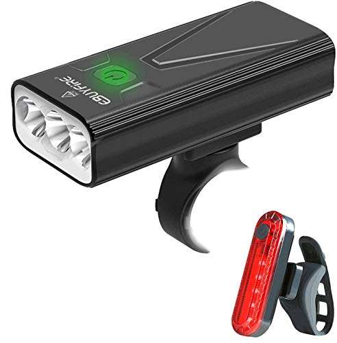 Luz/Linterna Bicicleta LED Recargable USB, 3000 Lumens Potente Luces Bicicleta Delantera y Trasera, 3 Modos, IPX5 Impermeable.