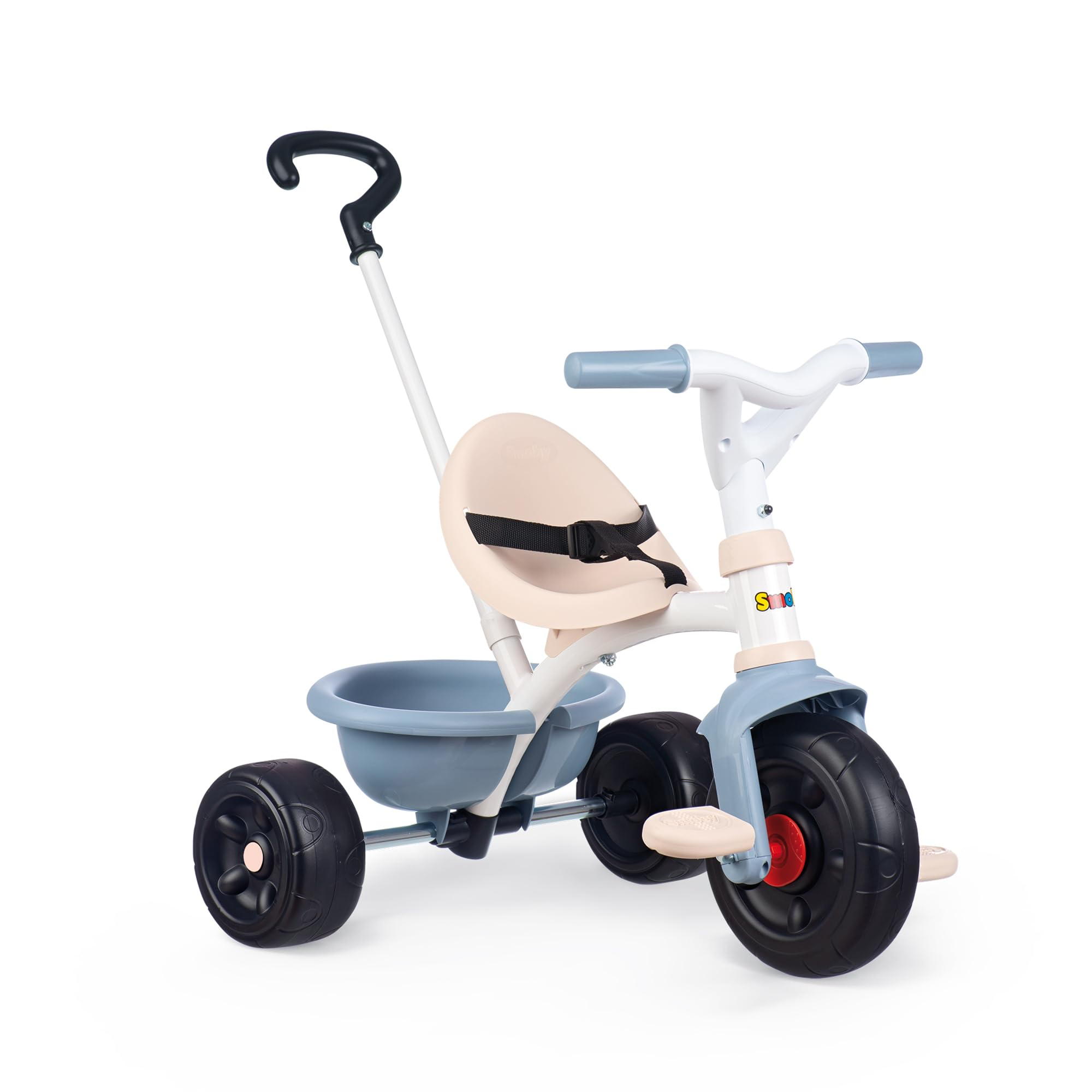 Triciclo Smoby Be Fun Azul (7600740336) (Triciclo evolutivo con sillín regulable, bloqueo de dirección, cinturón, barra parental y volquete)