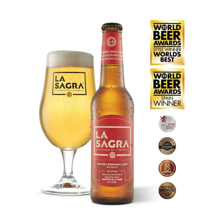La Sagra - Cesta de madera de cervezas - Cesta de 12 botellas de 330 ml- Total: 3960 ml