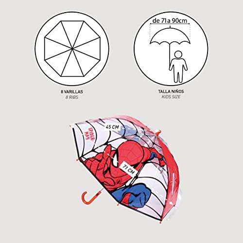Paraguas Transparente Niño de Spiderman