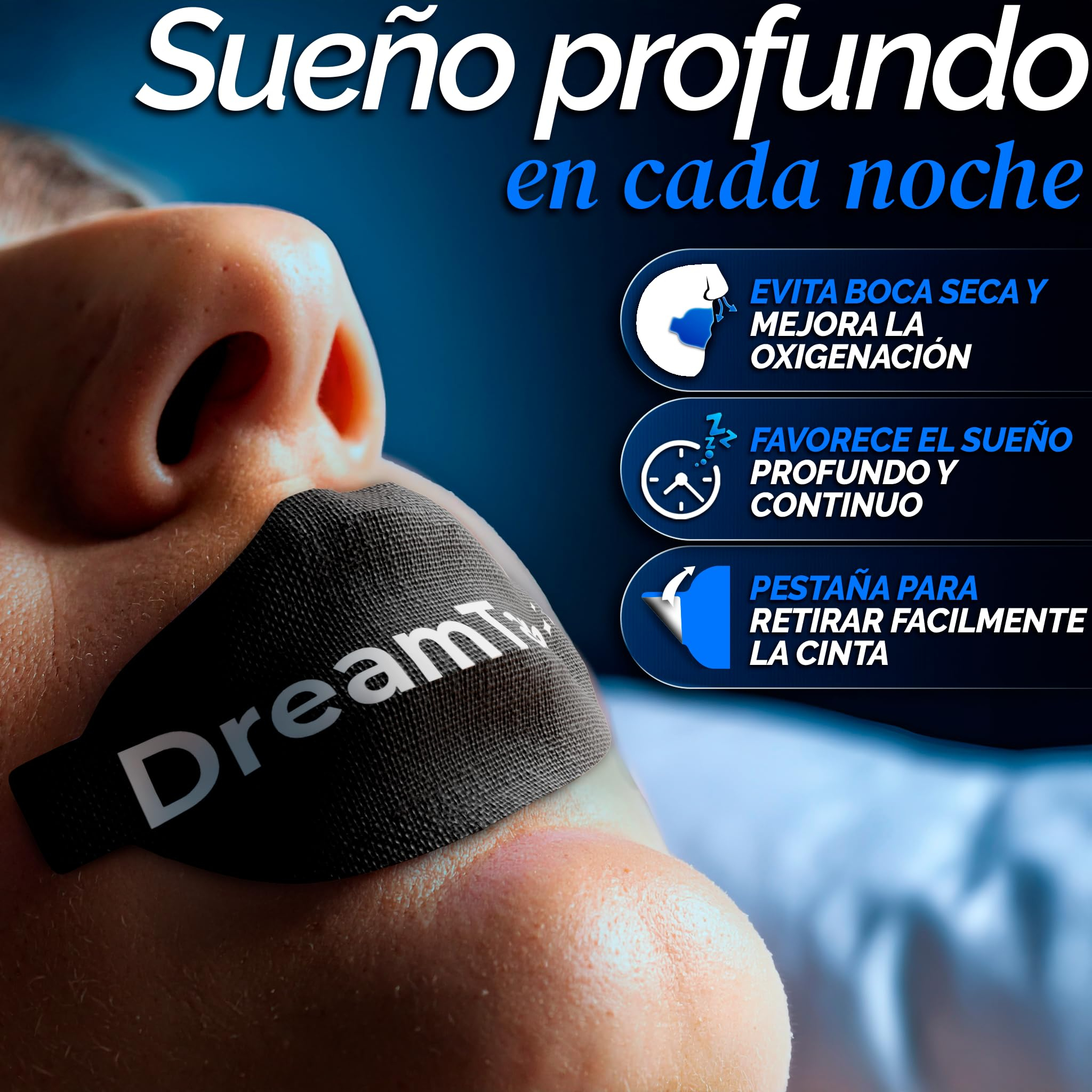 DreamTape Mouth Tape 35 uds Premium – Cinta Bucal para Dormir – Mouth Tape for Sleeping – Reduce ronquido